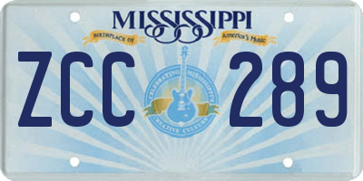 MS license plate ZCC289
