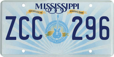 MS license plate ZCC296