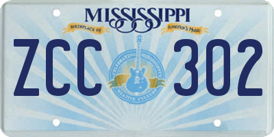 MS license plate ZCC302