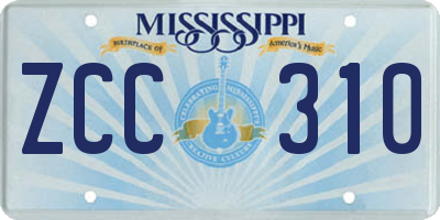 MS license plate ZCC310