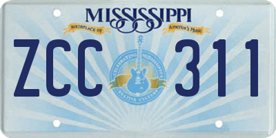 MS license plate ZCC311