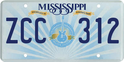 MS license plate ZCC312