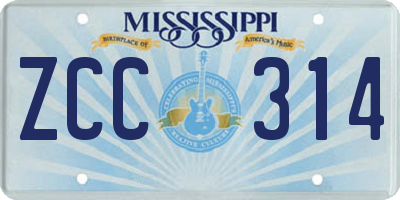 MS license plate ZCC314