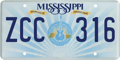 MS license plate ZCC316