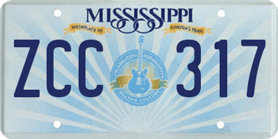 MS license plate ZCC317