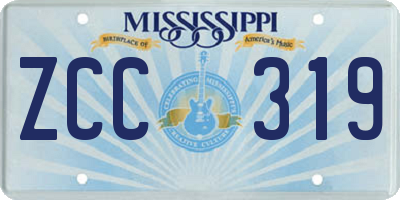 MS license plate ZCC319