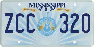 MS license plate ZCC320