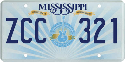 MS license plate ZCC321