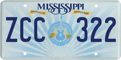 MS license plate ZCC322