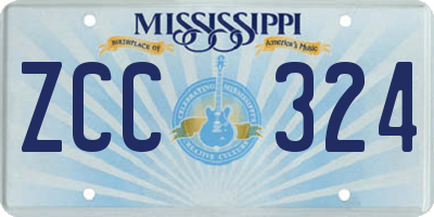 MS license plate ZCC324