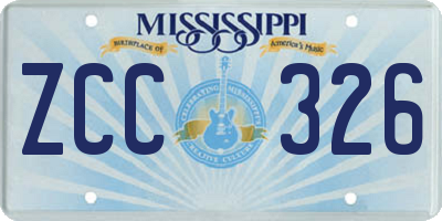MS license plate ZCC326