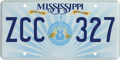 MS license plate ZCC327