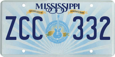 MS license plate ZCC332