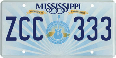 MS license plate ZCC333