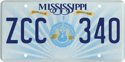 MS license plate ZCC340