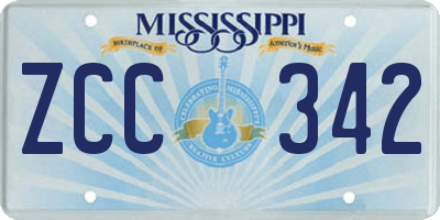 MS license plate ZCC342