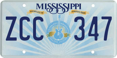 MS license plate ZCC347