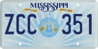 MS license plate ZCC351