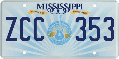 MS license plate ZCC353