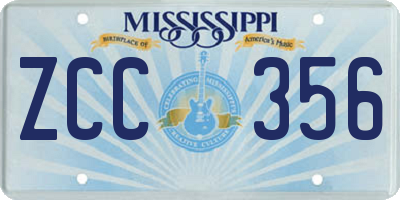 MS license plate ZCC356