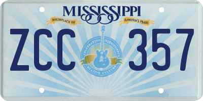 MS license plate ZCC357