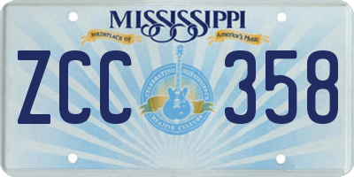 MS license plate ZCC358