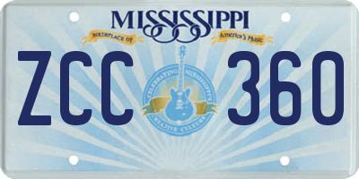 MS license plate ZCC360
