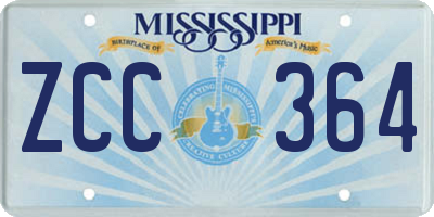 MS license plate ZCC364