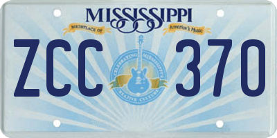MS license plate ZCC370