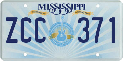 MS license plate ZCC371