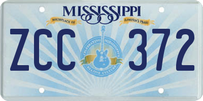 MS license plate ZCC372