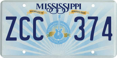 MS license plate ZCC374