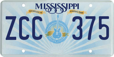 MS license plate ZCC375