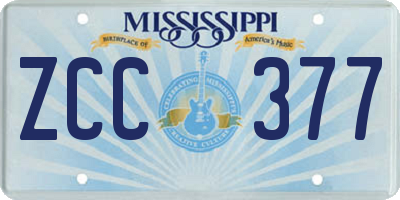 MS license plate ZCC377