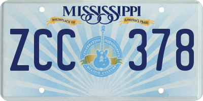 MS license plate ZCC378