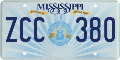 MS license plate ZCC380