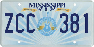 MS license plate ZCC381