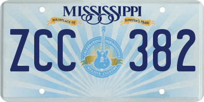 MS license plate ZCC382