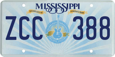 MS license plate ZCC388