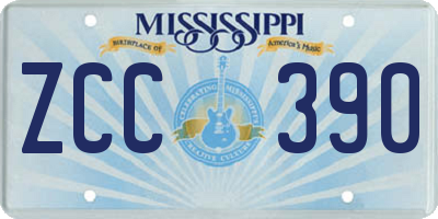 MS license plate ZCC390