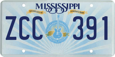 MS license plate ZCC391