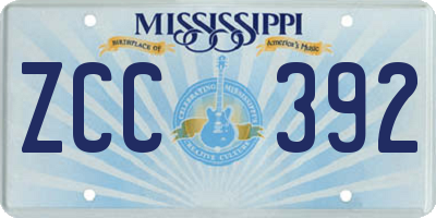 MS license plate ZCC392