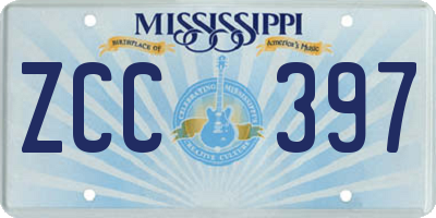 MS license plate ZCC397