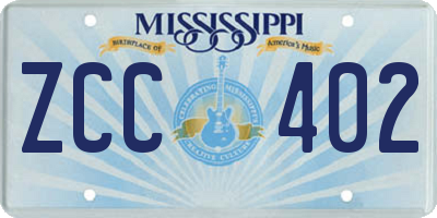 MS license plate ZCC402