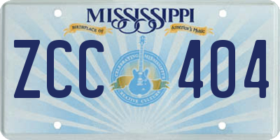 MS license plate ZCC404