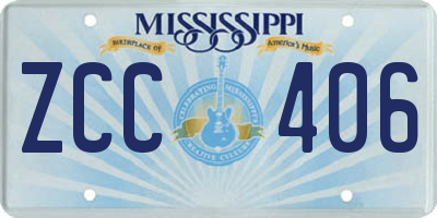 MS license plate ZCC406