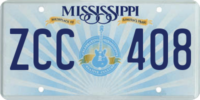 MS license plate ZCC408