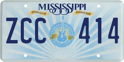 MS license plate ZCC414