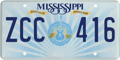 MS license plate ZCC416
