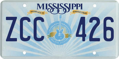 MS license plate ZCC426